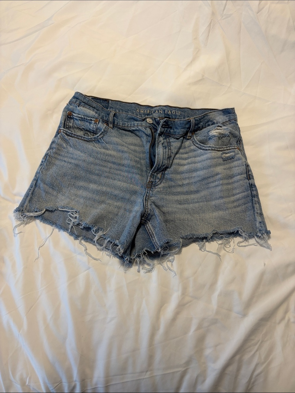 American Eagle Outfitters Light Blue Distressed Denim Cutoff Shorts